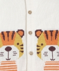Adorable Tiger Jacquard 100% Cotton Sweater - Creme