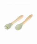Kicks & Crawl-Silicone Plate & Cutlery Set-Green