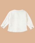 Creme Full Sleeve Crinkle Soft Double Cotton Kurta Shirt