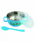 Baby Moo On-The-Go Blue Steel Bowl & Spoon Tiffin Set