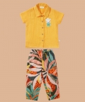 Crinkle Soft Double Cotton Shirt With Jungle Print Pants