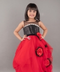 Red And Black Flared Gown