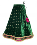 Green Velvet Skirt With Short Kurti Set