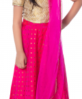 Silk Deep Pink Lehenga With Off White And Gold Blouse 