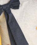 Denim Bow Fleece Plain Sweatshirt Jogger Set-Ecru Melange