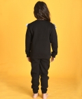 Black Pinstripe Fleece Sweatshirt Jogger Set-Black