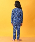 Leopard Blue Girls Long Sleeve Pyjama Set - Blue