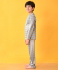 Sky Beige Green Striped Long Sleeves Boys Pyjama Set