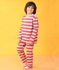 Red Sky Grey Melange Striped Long Sleeves Boys Pyjama Set