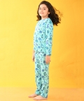 Aqua Space Disnoaur Girls Long Sleeves Pyjama Set - Aqua
