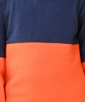 Orange Navy Color Block Boys Hoodie Grey Melange Jogger Set
