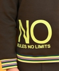 No Rules Fleece Hoodie Neon Ribbed Jogger Set - Olive