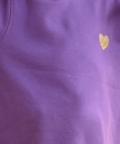 Heart Purple Muticolored Rib Fleece Hoodie Black Jogger Set