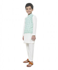 Off White Kurta With Attatched Half Jacket With Lower
