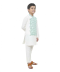 Off White Kurta With Attatched Half Jacket With Lower