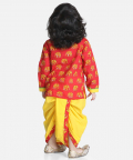 Hathi Print Infant Cotton Dhoti kurta-Red