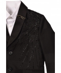 Black Tuxedo Suit With Chest Embroidary
