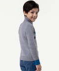 One Friday Grey Abstract Sweater For Kids Boys