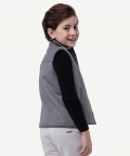 Kids Boys Grey Solid Sleeveless Jacket For Kids Boys
