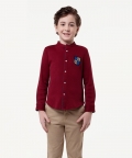One Friday Kids Boys Wine Chinese Collar Shirt For Kids Boys