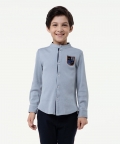 One Friday Kids Boys Blue Chinese Collar Shirt For Kids Boys