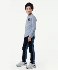 One Friday Kids Boys Blue Chinese Collar Shirt For Kids Boys