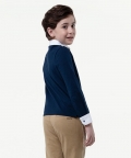Kids Boys Navy Blue Knitted Cotton T-Shirt For Kids Boys