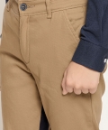 Varsity Chic Beige Striped Side Detail Trousers for Boys