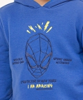 One Friday Blue Marvel Printed Hoodies For Kids Boys