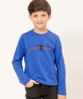 One Friday Blue Marvel Printed Sweat Shirt For Kids Boys