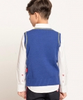 One Friday Blue Marvel Print Sweater For Kids Boys