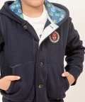 One Friday Navy Blue Marvel Solid Hoodies For Kids Boys