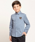 Blue Mickey Print Cotton Solid Shirt For Kids Boys