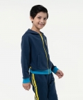 One Friday Navy Blue Cotton Solid Hoodies For Kids Boys