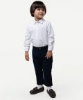 One Friday Navy Blue Solid Trouser For Baby Boys