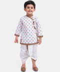 Cotton Full Sleeve Kedia Angrakha Dhoti for Boys-White