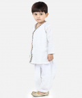 Attached Jacket Dhoti Kurta For Boys-White