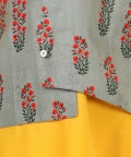 Printed Attached Jacket Cotton Kurta Pajama For Boys- Grey