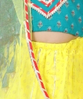 Printed Cotton Frill Sleeves Top With Lehenga