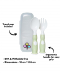 Zoli Ergonomic Fork & Spoon Set With Travel Case- Green