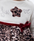 One Friday Off White Animal Printed Dress For Baby Girls