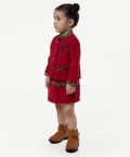 One Friday Maroon Solid Jacket With Skirt For Baby Girls