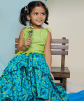 Nilmohar Sharara Set, Blue & Green