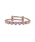 Personalised Silver Bangle Bracelet For Baby To Adult-18 Kt Pink Gold Plated With Heart Cubes