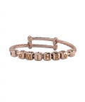 Personalised Silver Twisted Bangle Bracelet For Baby To Adult - 18 Kt Pink Gold Plated With Dice Cubes