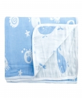 Baby Moo Whale Blue Embossed Baby XL Muslin Blanket