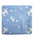Baby Moo Elephant Blue Embossed Baby XL Muslin Blanket