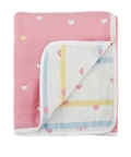 Heart Pink Muslin Blanket