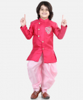 Hand Embroidered Kurta Dhoti for Boys-Pink