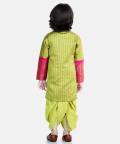 Full Sleeve Silk Border Dhoti Kurta for Boys-Light Green